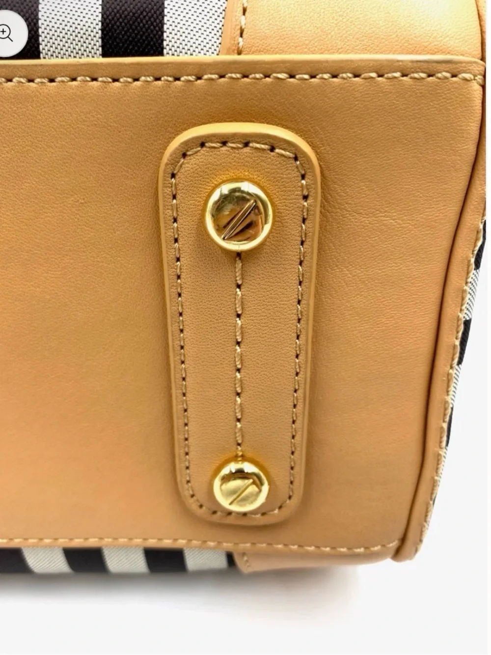 Henri Bendel EUC Mini Stripe Nylon & Leather Crossbody / Satchel Bag @9”x 7” - Picture 15 of 16